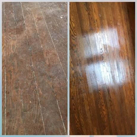 Before and after hardwood floor cleaning