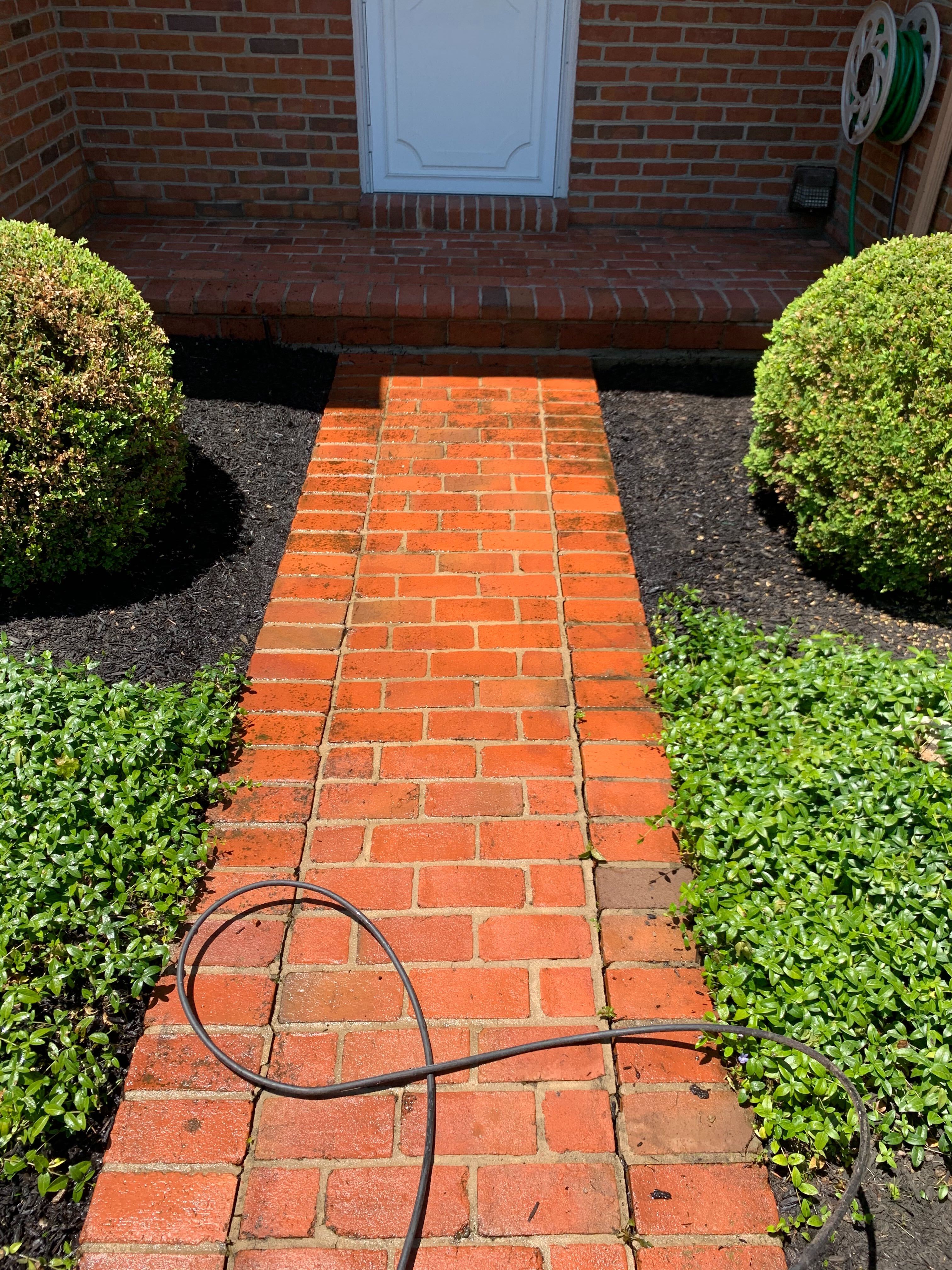 Clean patio brick after powerwashing in Cincinnati