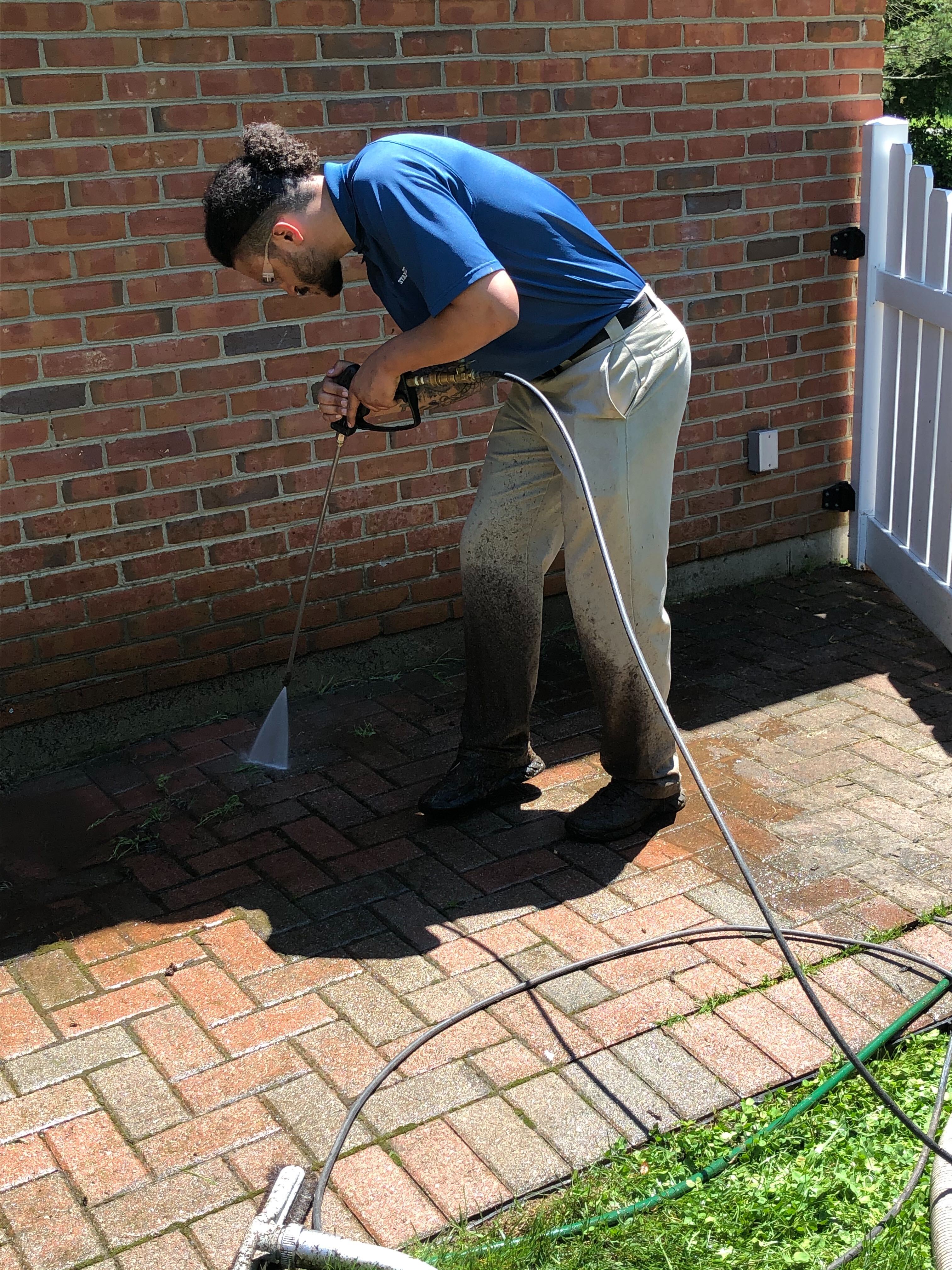 Powerwashing patio brick in Cincinnati, OH