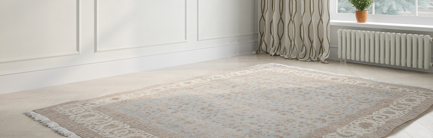 Oriental rug in empty living room