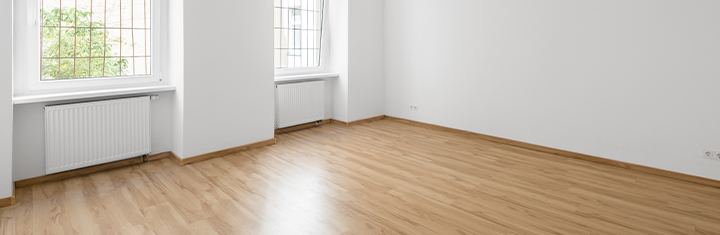 Empty living room of new home with clean hardwood