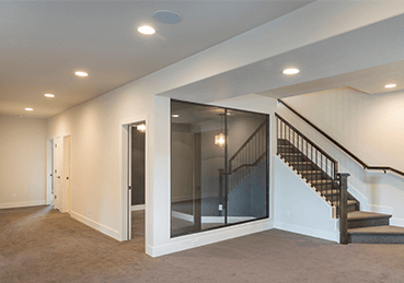 Basement of home with clear wall